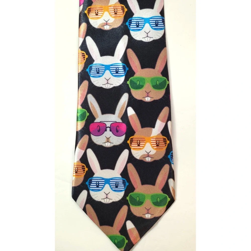 This Wear Novelty Rabbit Glasses Tie Fun Optician Theme Conversation Menswear - Picture 5 of 6